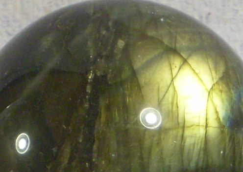 Labradorite sphere, about 2 inches (51 mm) diameter.